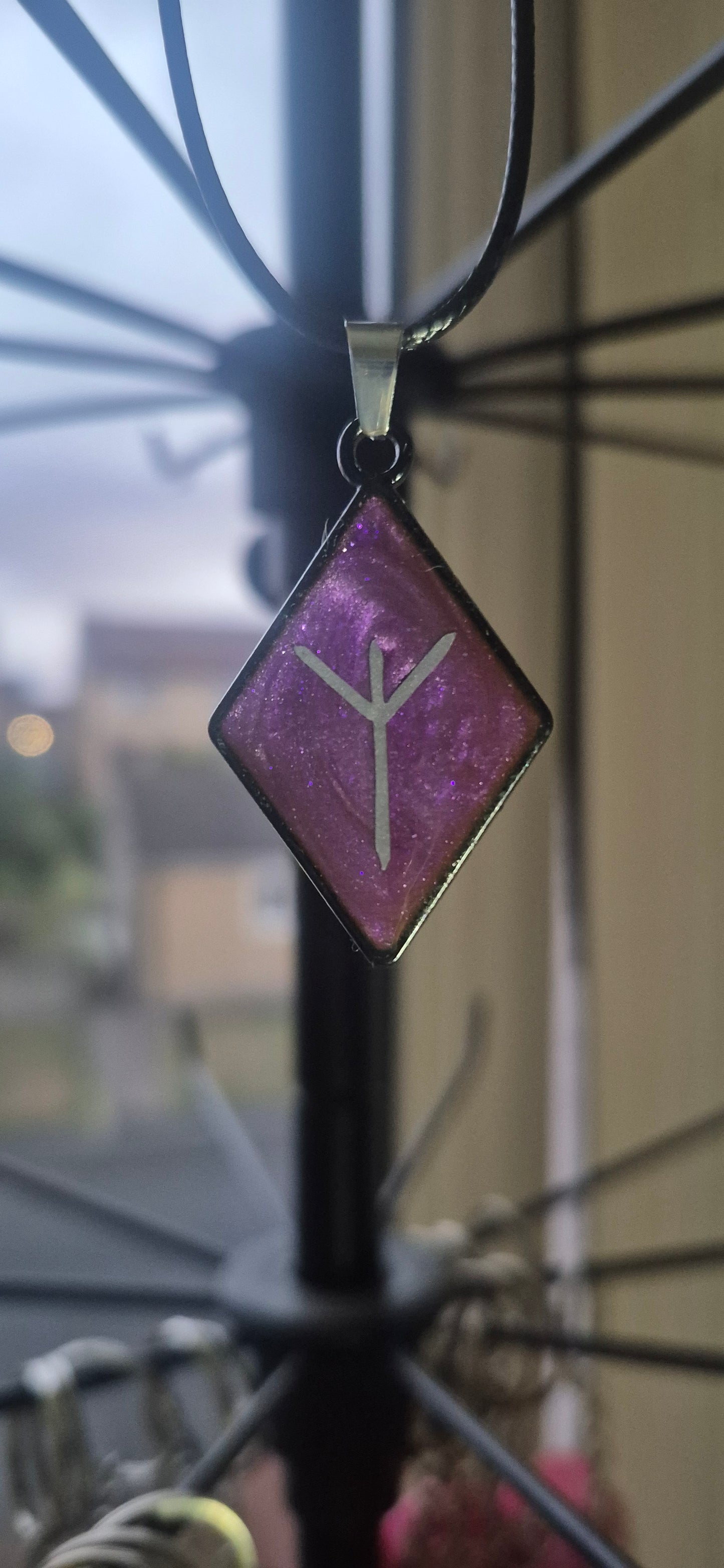 Purple Algiz Rune Necklace