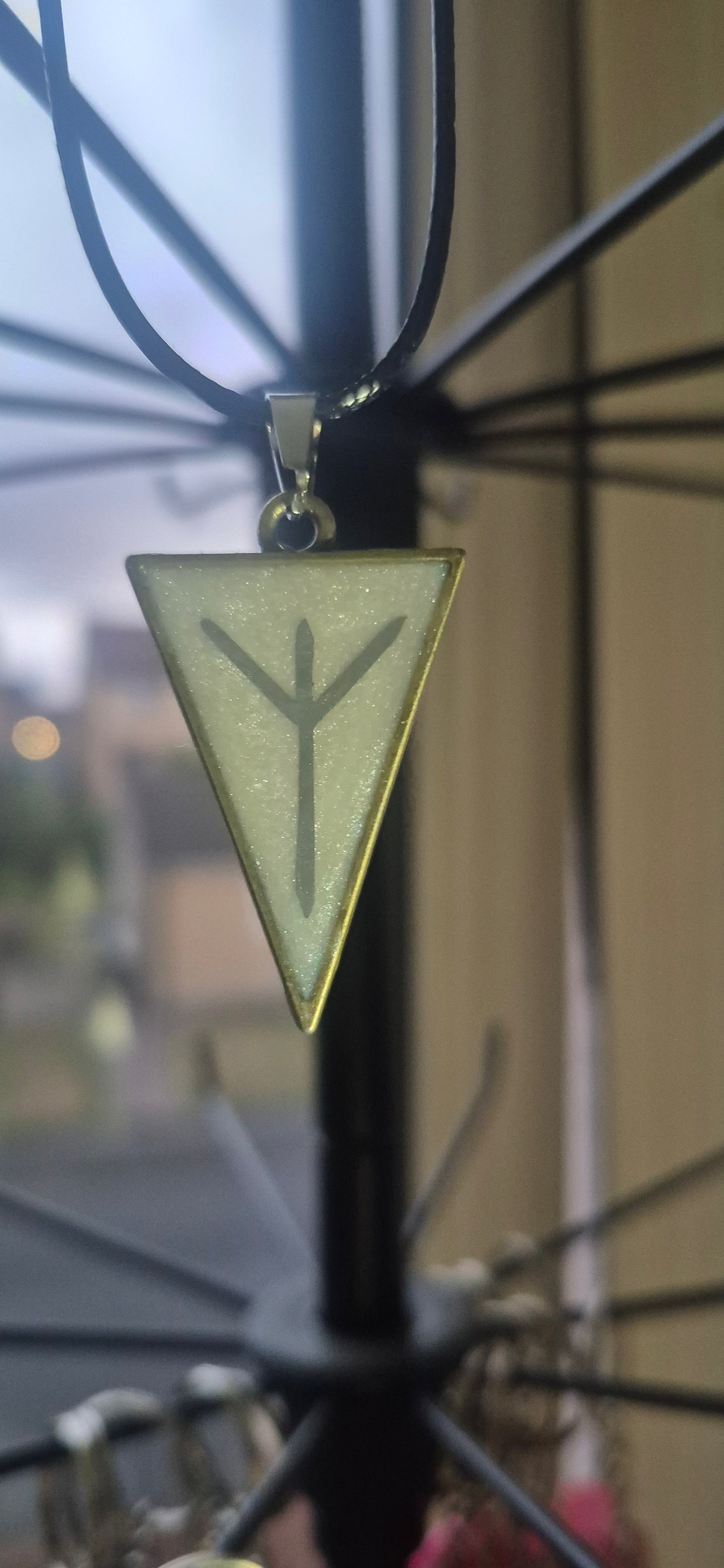 White Algiz Rune Necklace