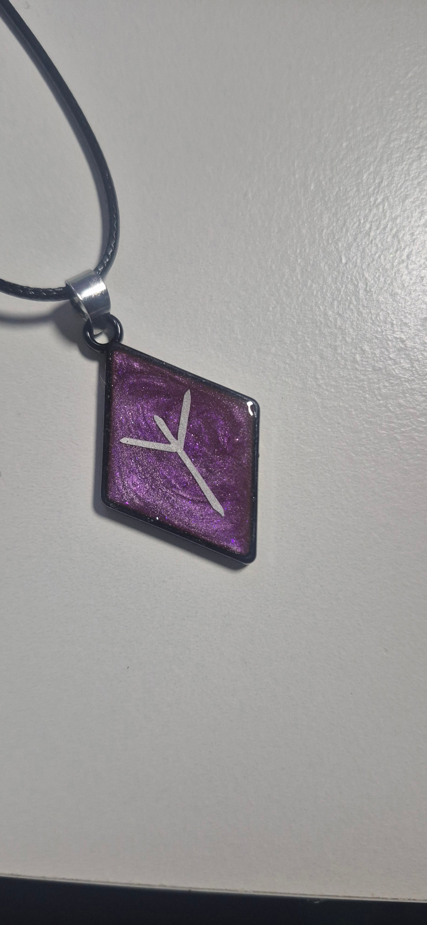 Purple Algiz Rune Necklace