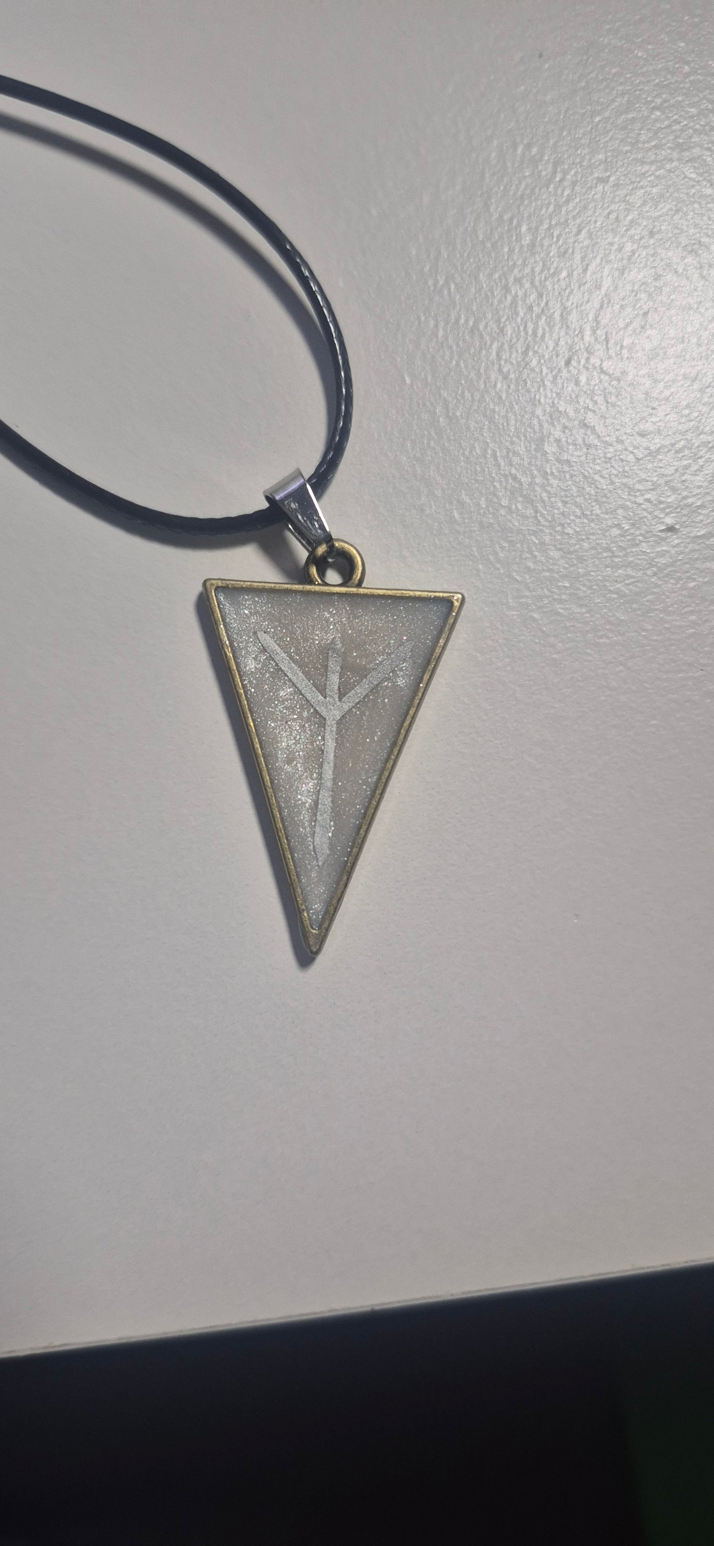 White Algiz Rune Necklace