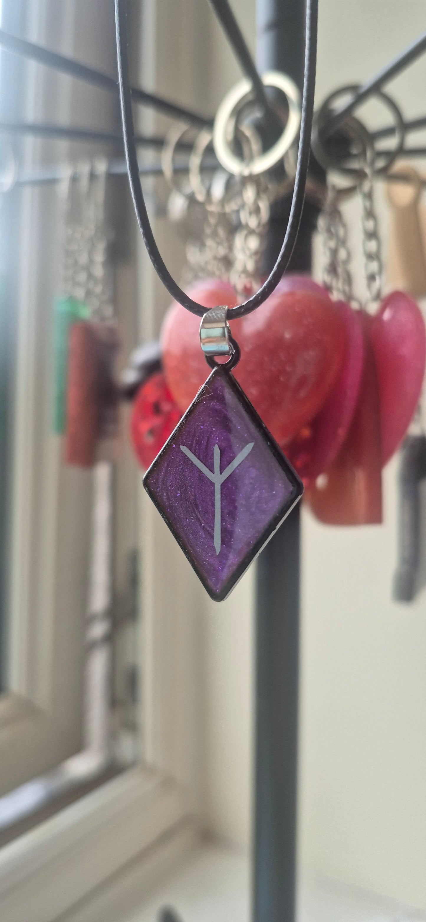 Purple Algiz Rune Necklace