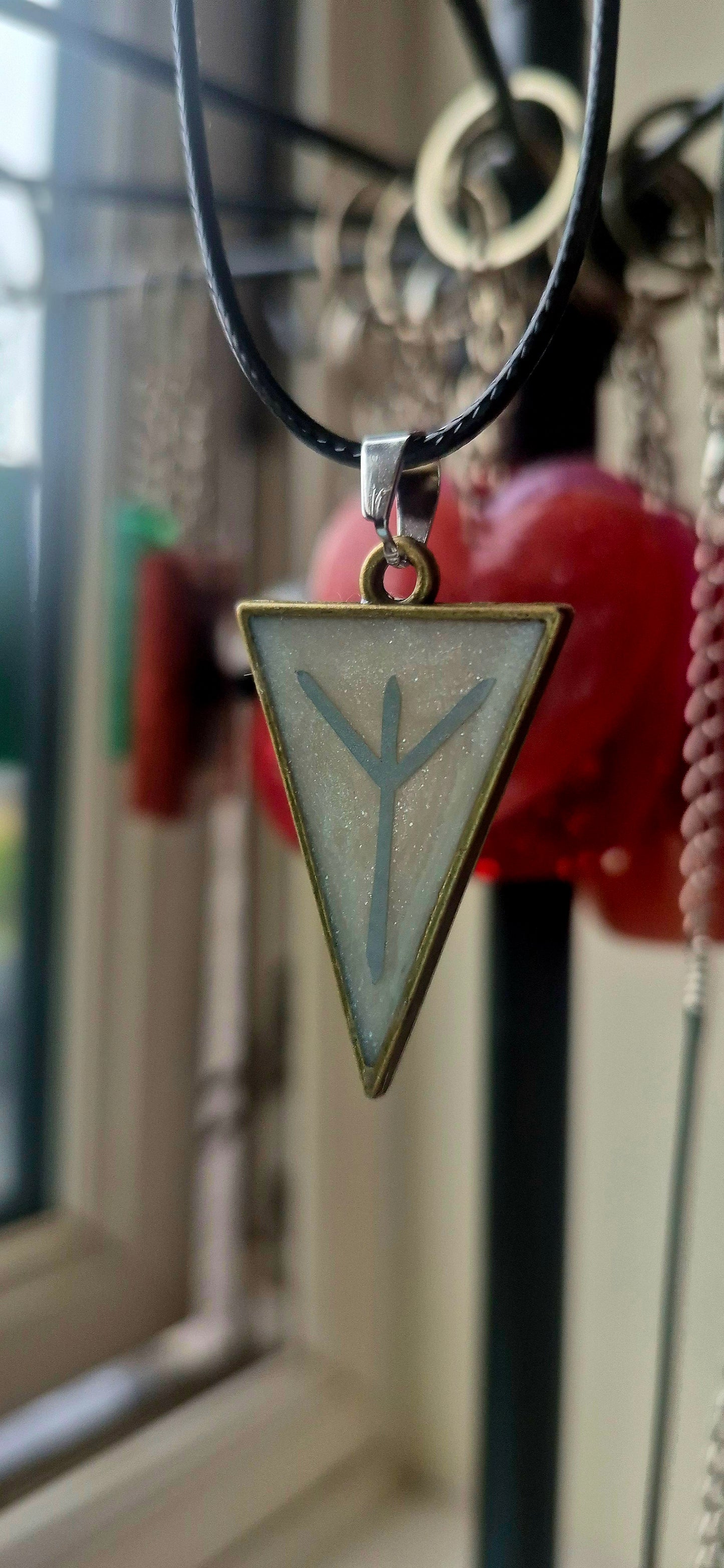 White Algiz Rune Necklace