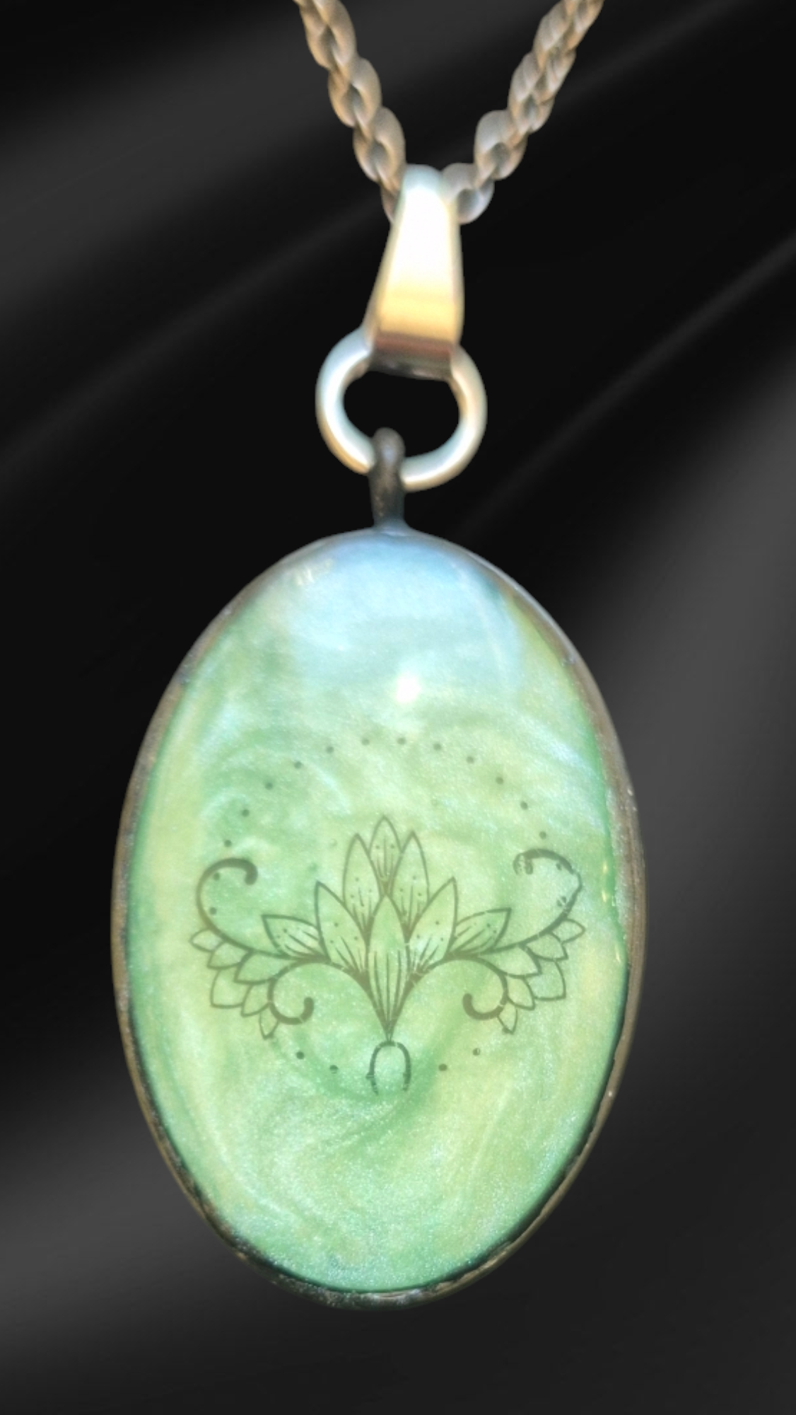 Green Lotus Pendant Necklace