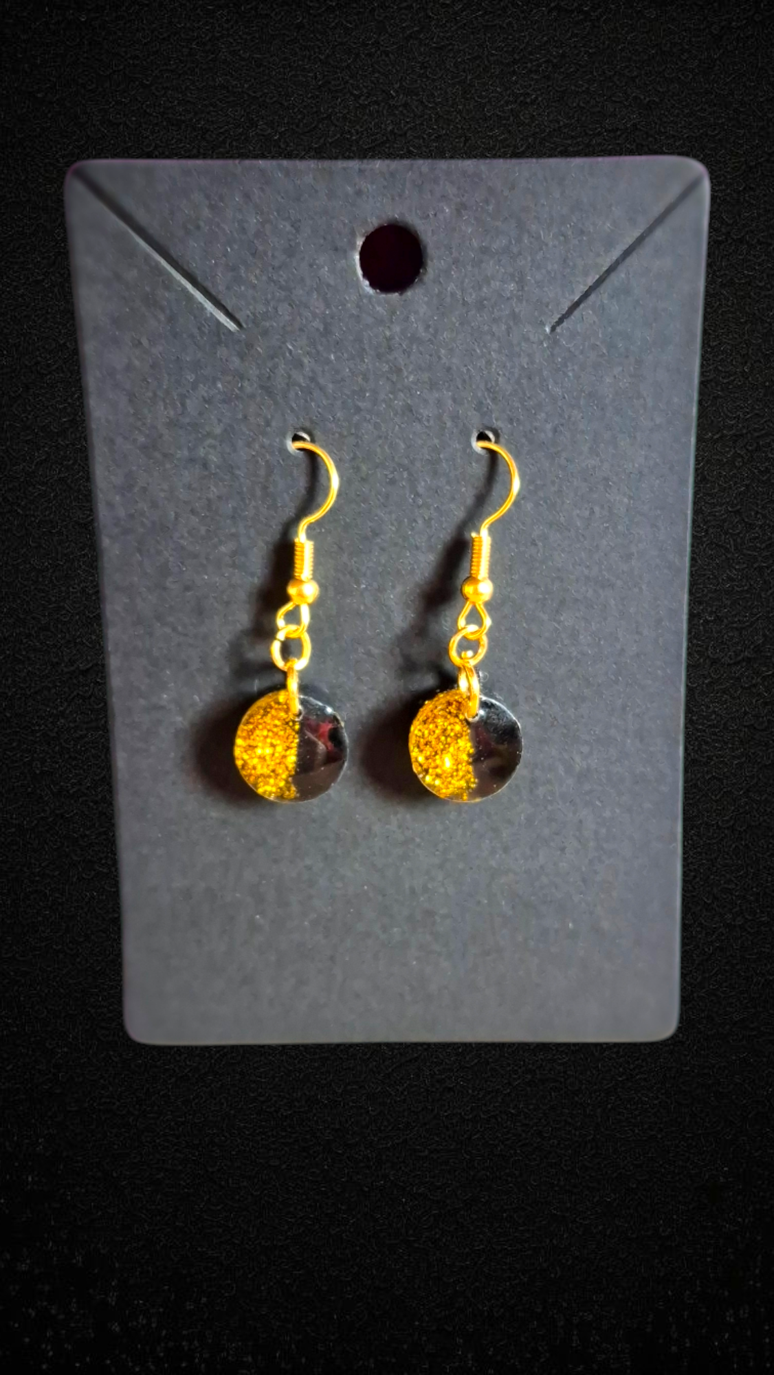 Black and Gold Glitter Earrings