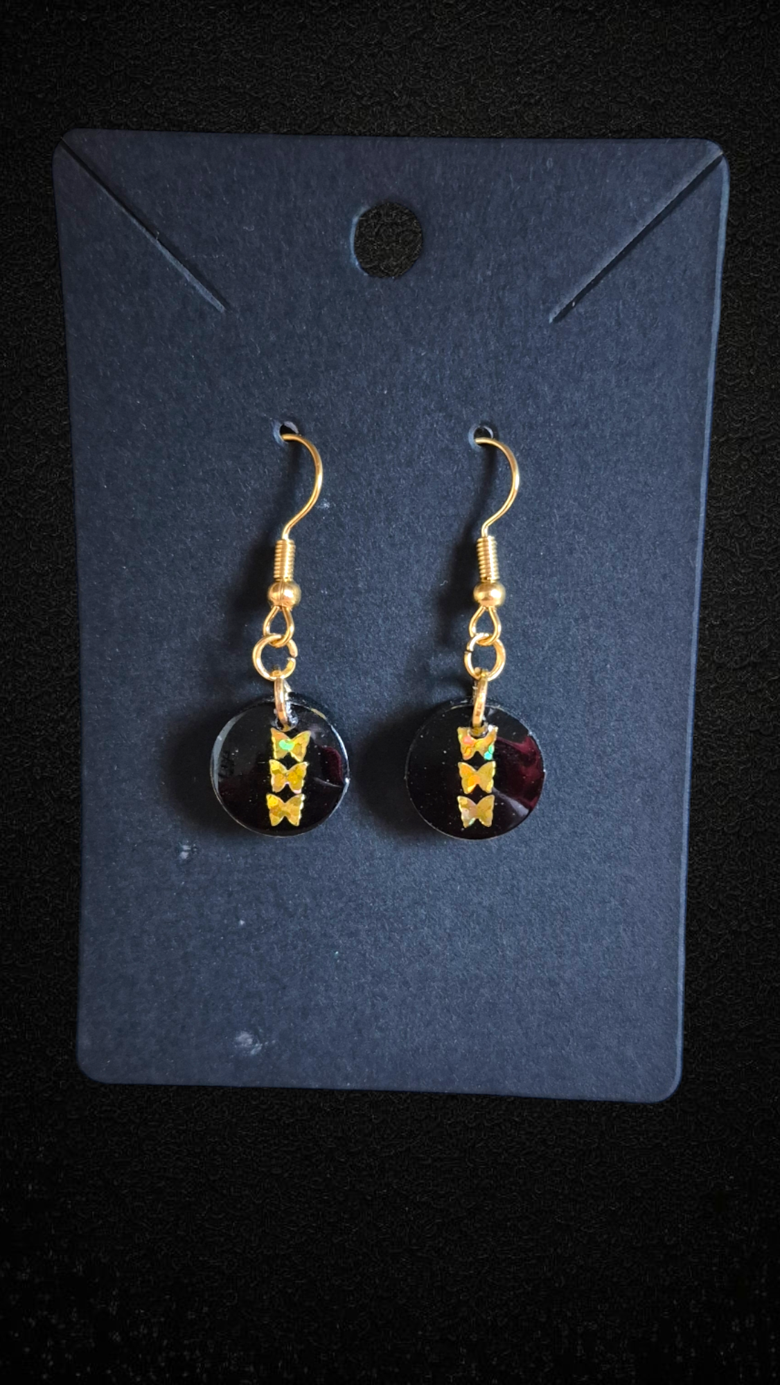 Black and Gold Butterfly Earrings