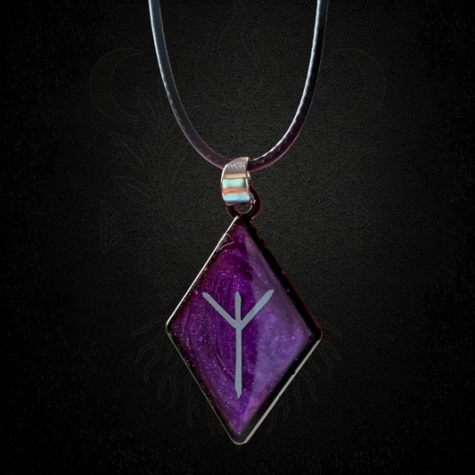 Purple Algiz Rune Necklace