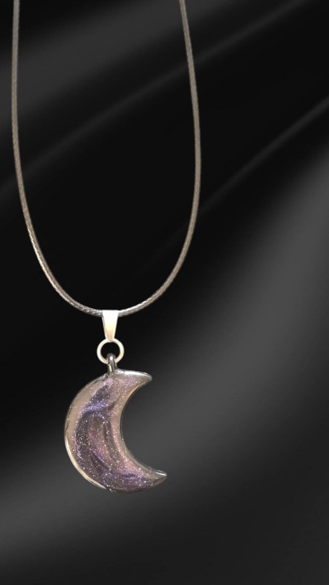 Purple Galaxy Moon Shaped Pendant