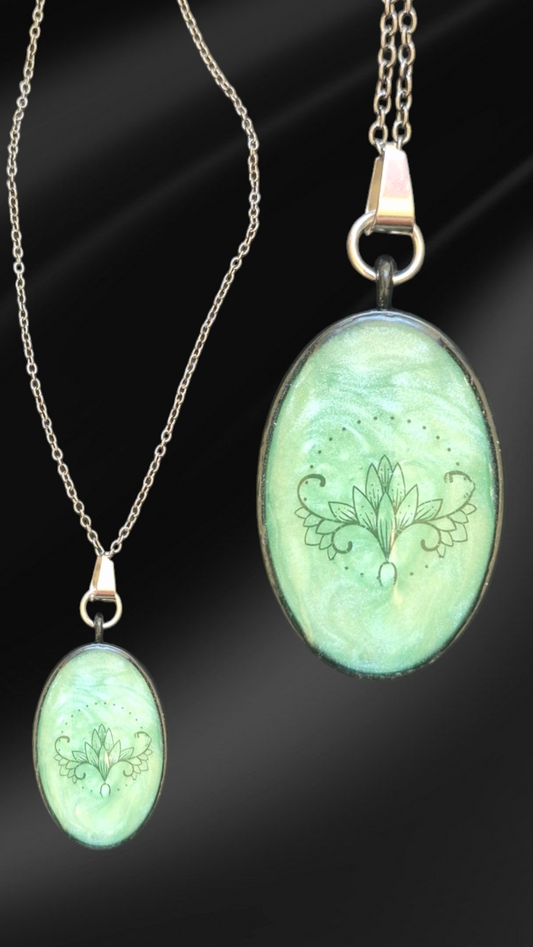 Green Lotus Pendant Necklace